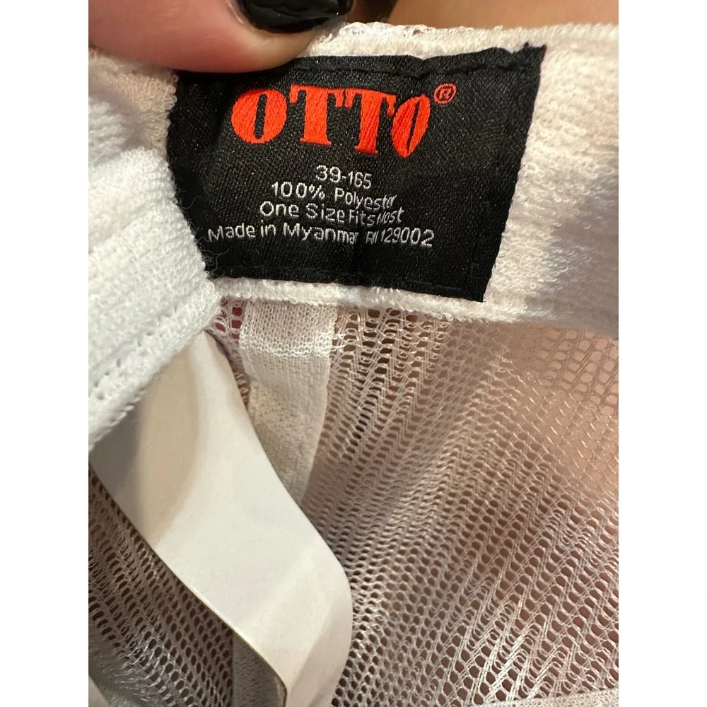 Otto White Trucker Hat Here For The Health Of It Foam Mesh Snapback Cap
